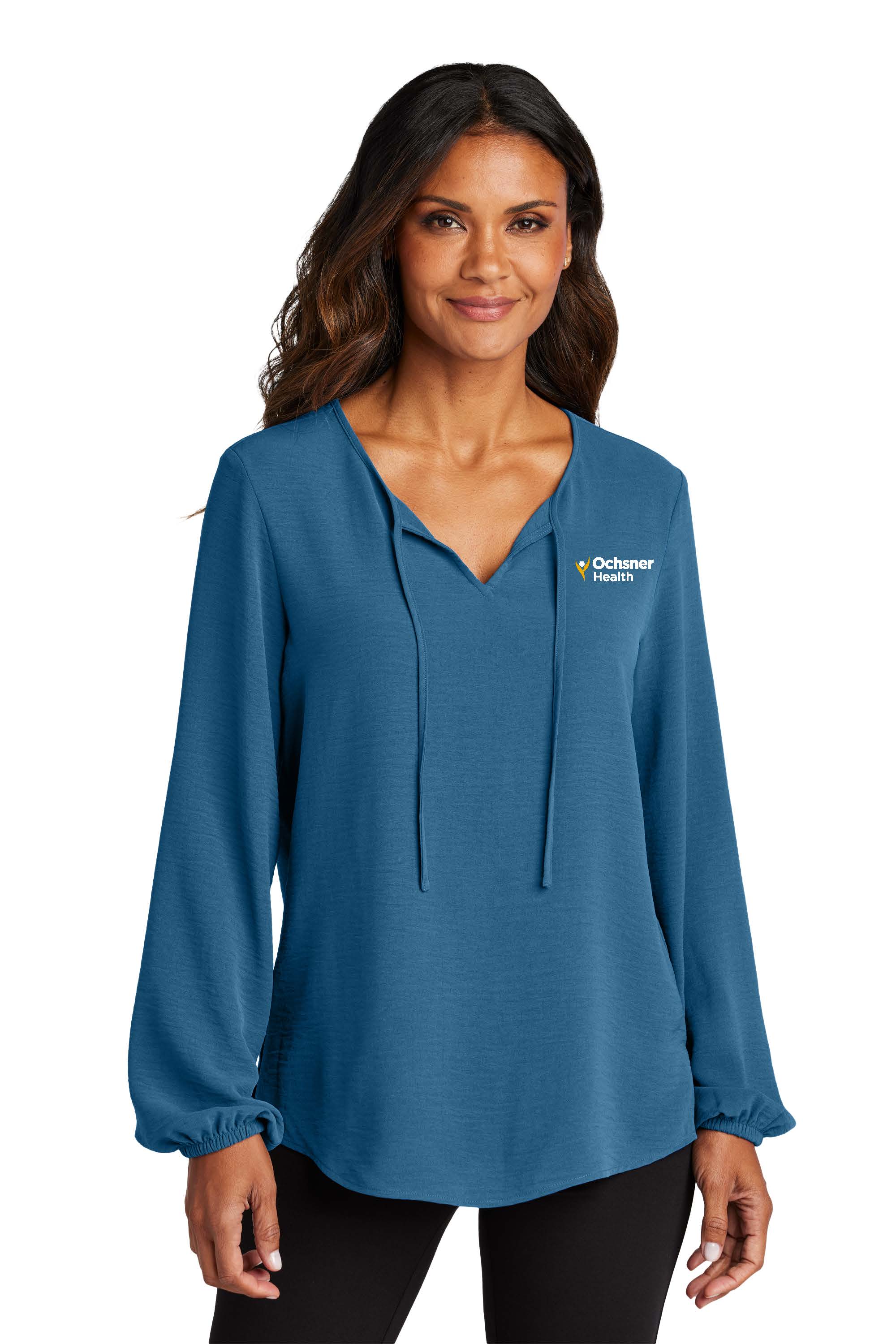 Ladies Textured Crepe Blouse, Blue, large image number 1